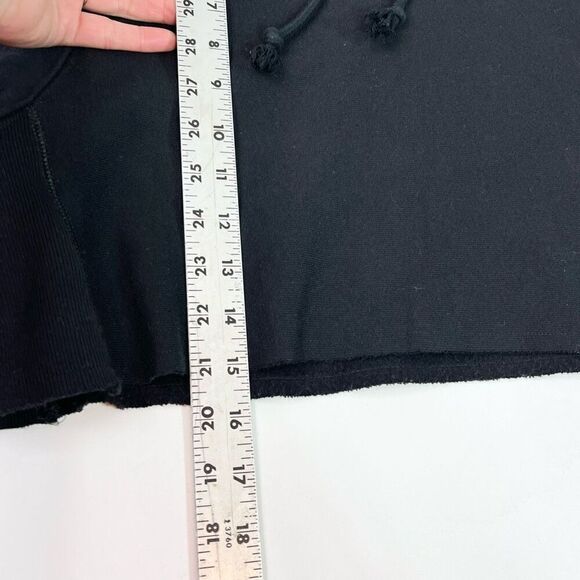Champion Cut-Off Hoodie Womens Medium Black Reverse Weave Cropped Pullover - Picture 6 of 9
